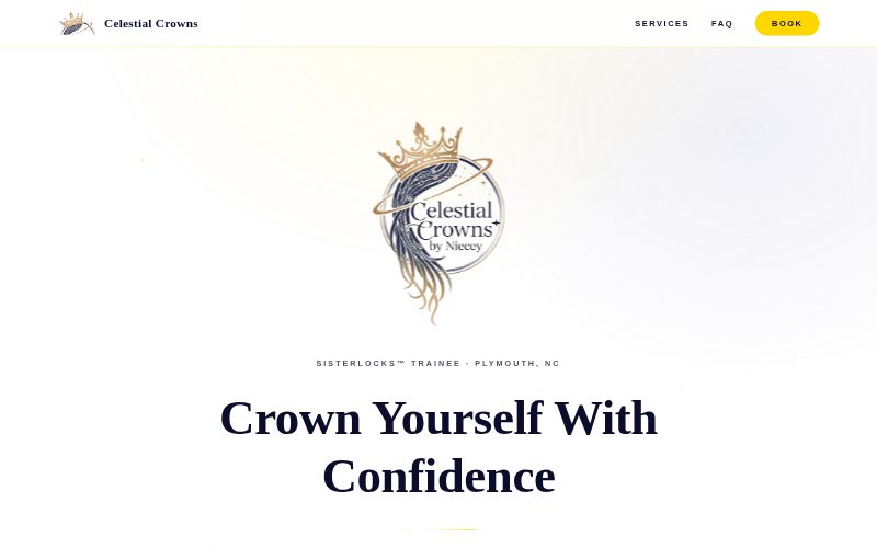 Screenshot of the Celestial Crowns by Niecey website